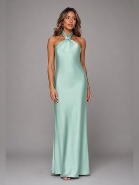 Betsy & Adam Satin Halter Dress Size 8 B1103